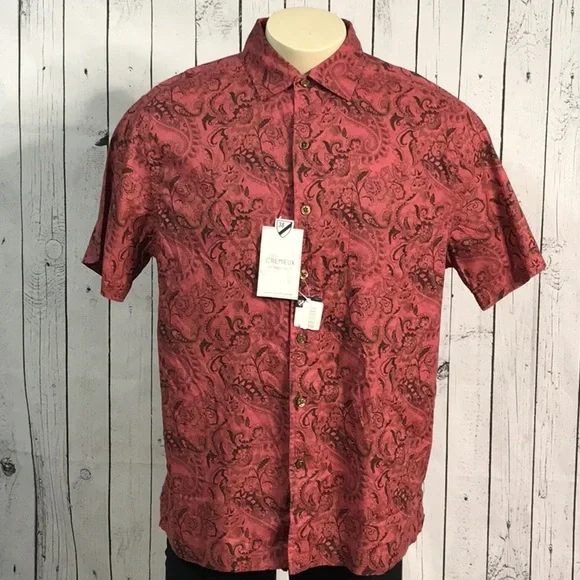 NWT Cremieux button shirt short sleeve Print Shop 100% cotton - Picture 1 of 10